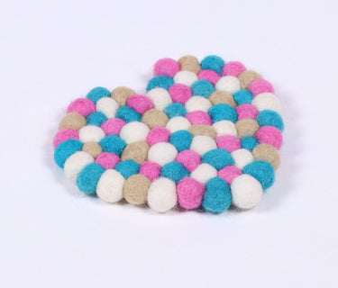 Heart shaped ball coaster/Handmade felt ball coaster